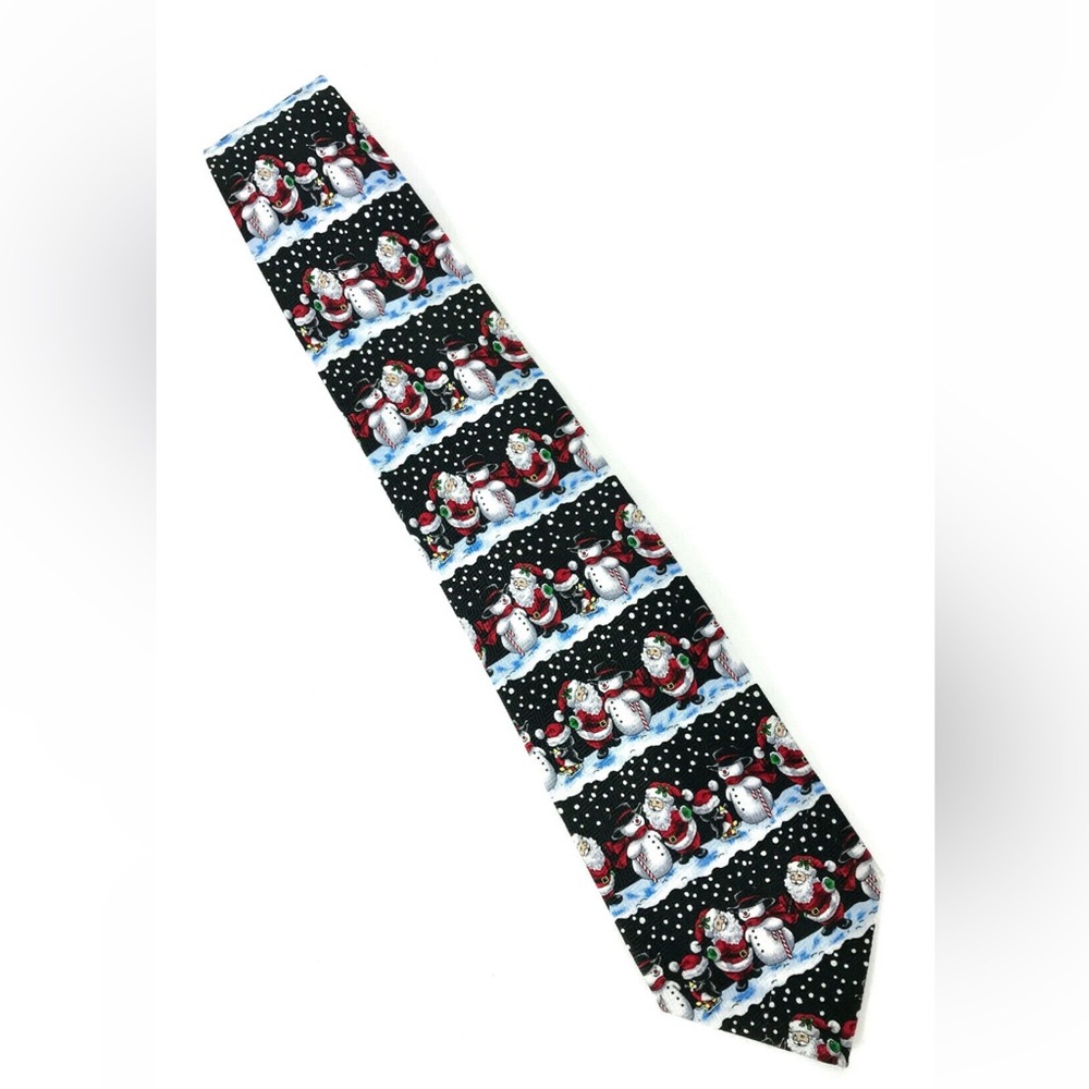 Christmas Holiday Tie Santa and his friends the Snowman and Penguin Winter Snow